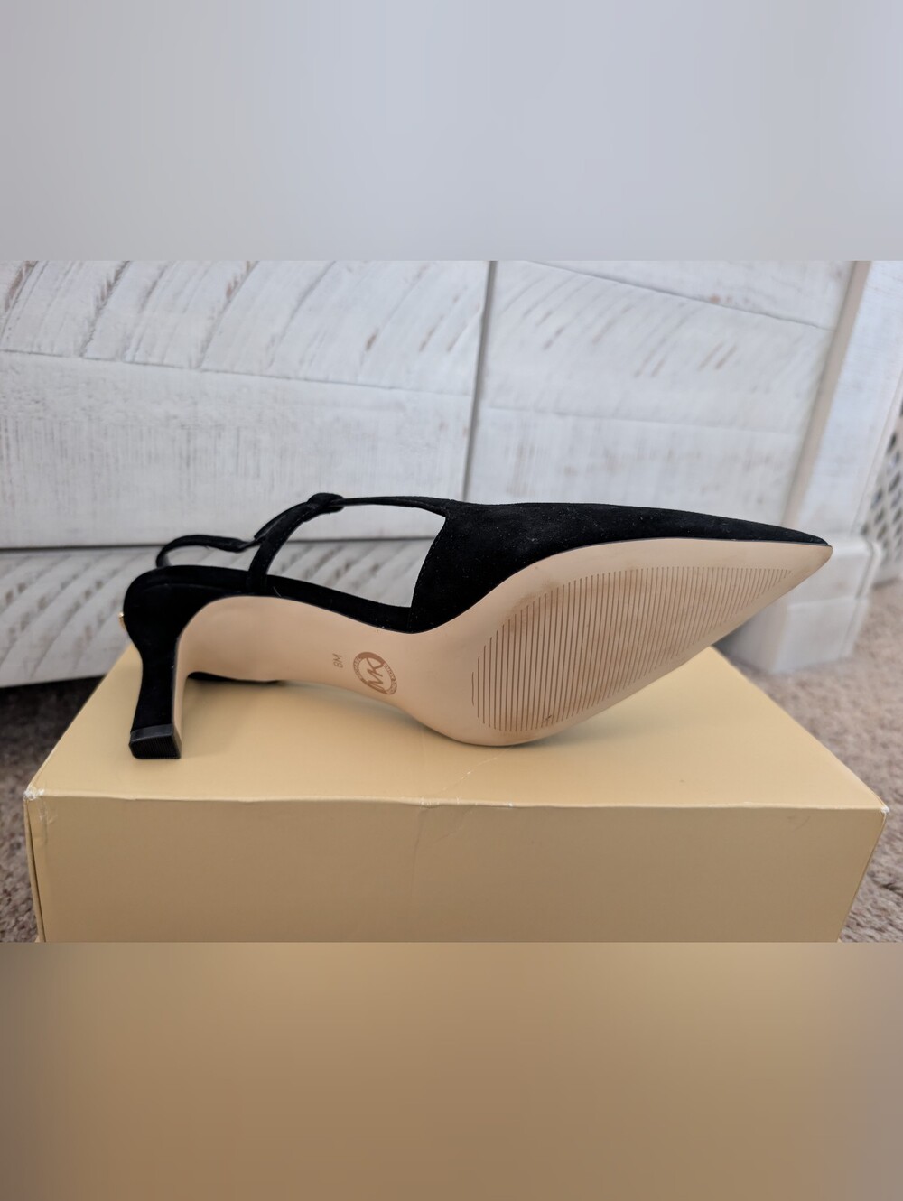 NIB MICHAEL Michael Kors Alora Mid Sling Pumps Black Suede Size 8M - Picture 5 of 5